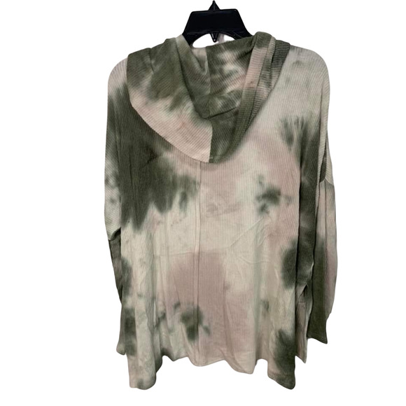 CHENAULT Tie Dye Cozy Seam Front Cowl Neck Pullover in Olive S NEW - Picture 6 of 6